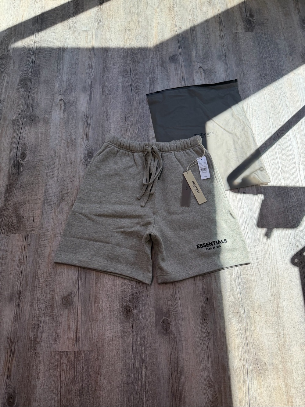 ESSENTIALS Men's Taupe Drawstring Fleece Shorts